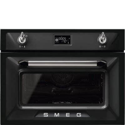 SMEG SF4920VCN1 Компактный многофункциональный духовой шкаф, комбинированный с пароваркой, 60 см, высота 45 см,14 функций, черный