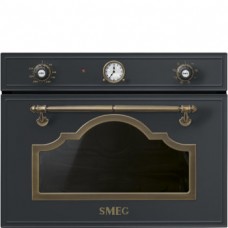 SMEG SF4750MAO Микроволновая печь, 60 см, высота 45 см, 6 функций, антрацит, фурнитура латунная