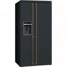SMEG SBS8004AO Отдельностоящий холодильник, Side-by-side, No-Frost,антрацит, фурнитура латунная, No-frost