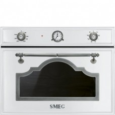 SMEG SF4750MBS Микроволновая печь, 60 см, высота 45 см, 6 функций, белый, фурнитура состаренное серебро