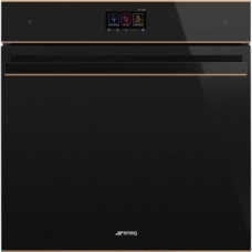 SMEG SFP6604WSPNR Многофункциональный духовой шкаф с функцией пароувлажнения, SmegConnect, 60 см, черное стекло Eclipse, профиль медный
