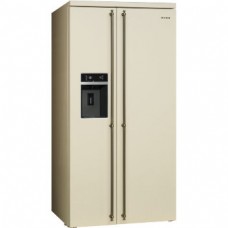 SMEG SBS8004PO Отдельностоящий холодильник Side-by-side,кремовый, фурнитура латунная,No-frost