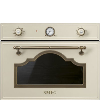 SMEG SF4750MPO Микроволновая печь, 60 см, высота 45 см, 6 функций, кремовый, фурнитура латунная