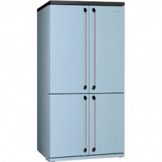 SMEG FQ960PB Отдельностоящий 4-х дверный холодильник SIde-by-side, No-Frost, голубой, фурнитура серебристая, 92 см