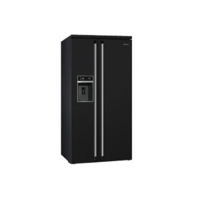 SMEG SBS963N Отдельностоящий холодильник, Side-by-side, No-Frost,черный, фурнитура серебристая