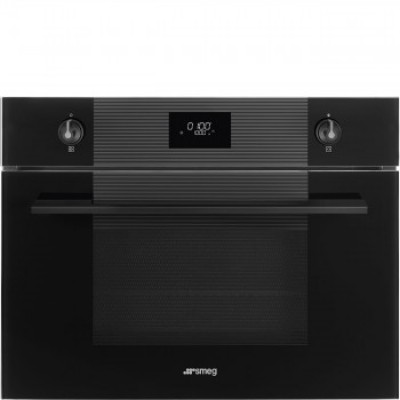 SMEG SF4101MCNO Компактный духовой шкаф комбинированный с микроволновой печью, 60 см, высота 45 см, 11 функций, черное стекло