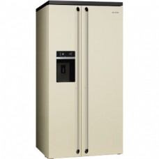 SMEG SBS963P Отдельностоящий холодильник, Side-by-side, No-Frost,кремовый, фурнитура серебристая