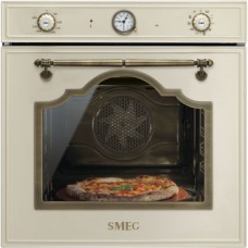 SMEG SFP750POPZ Многофункциональный духовой шкаф с функцией пиролиза и функцией пицца, 60 см, 10 функций, кремовый, фурнитура латунная.