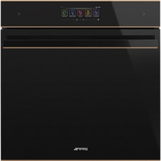 SMEG SFP6606WSPNR Многофункциональный духовой шкаф с функцией пароувлажнения, с пиролизом, SmegConnect, 60 см, черное стекло, профиль медный