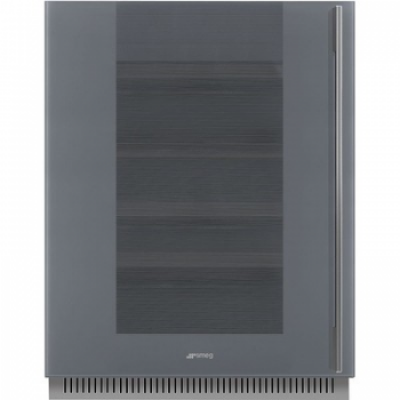SMEG CVI138LS3 Холодильный шкаф для вина встраиваемый, высота 82 см, петли слева, серебристое стекло Stopsol.